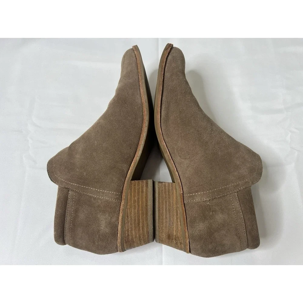 Steve Madden Tobii Suede Taupe Leather‎ Ankle Boho Booties Boots Side Zip Size 8
